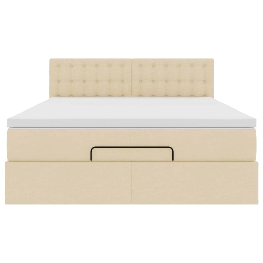 Bed poef met matras en LED's stof 140x190 cm crème