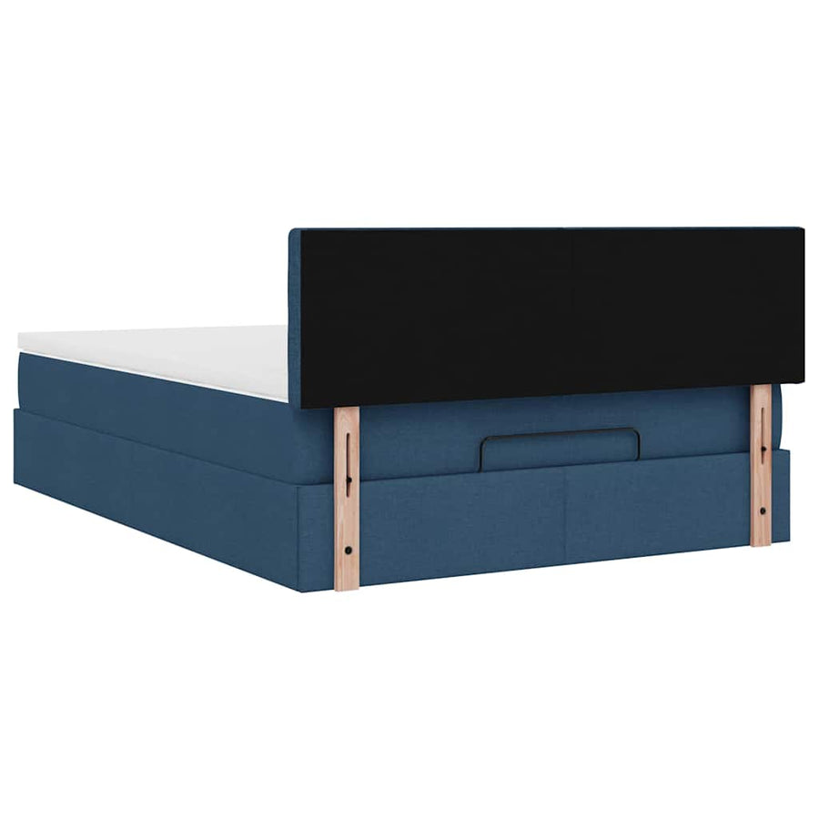 Bed poef met matras en LED's stof 140x190 cm blauw
