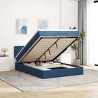 Bed pouf with mattress and LEDs fabric 140x190 cm blue