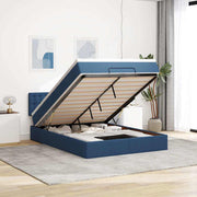 Bed pouf with mattress and LEDs fabric 140x190 cm blue