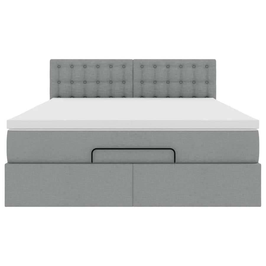 Ottoman bed met matras en LED's 140x200cm stof lichtgrijs