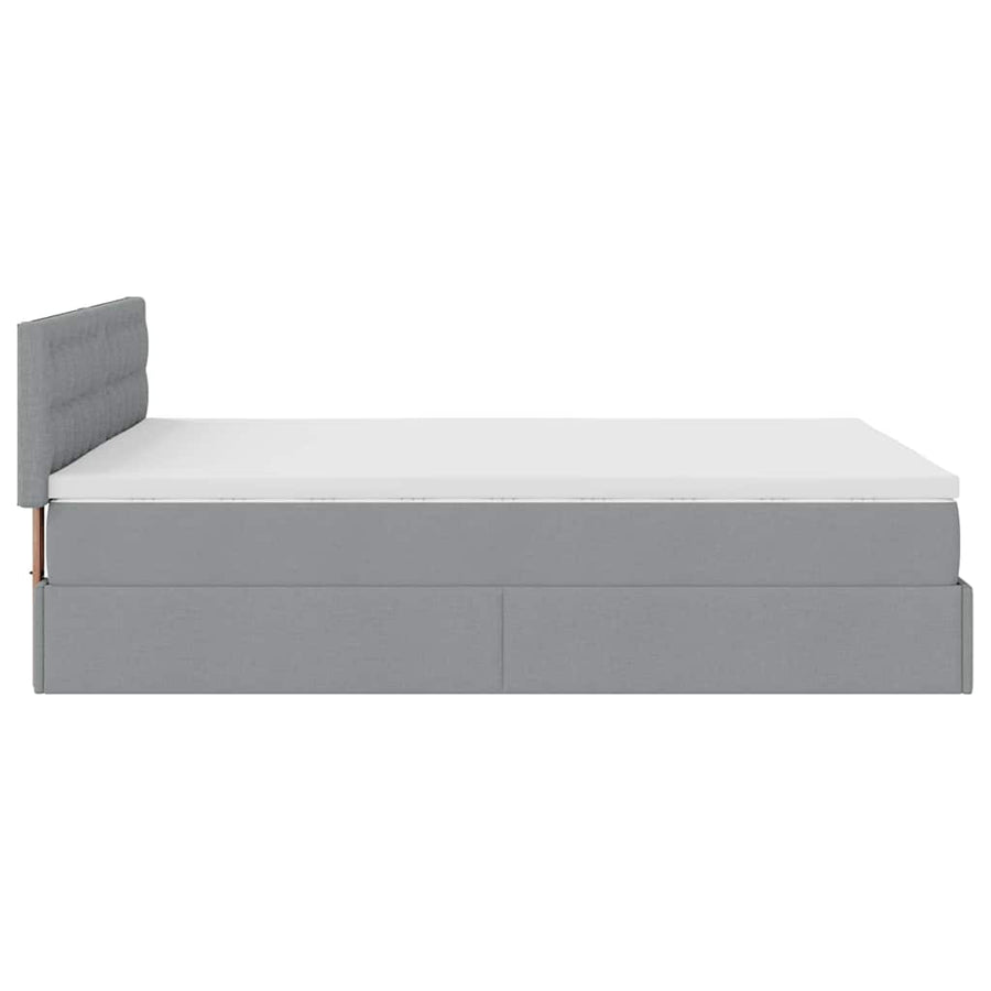 Ottoman bed met matras en LED's 140x200cm stof lichtgrijs