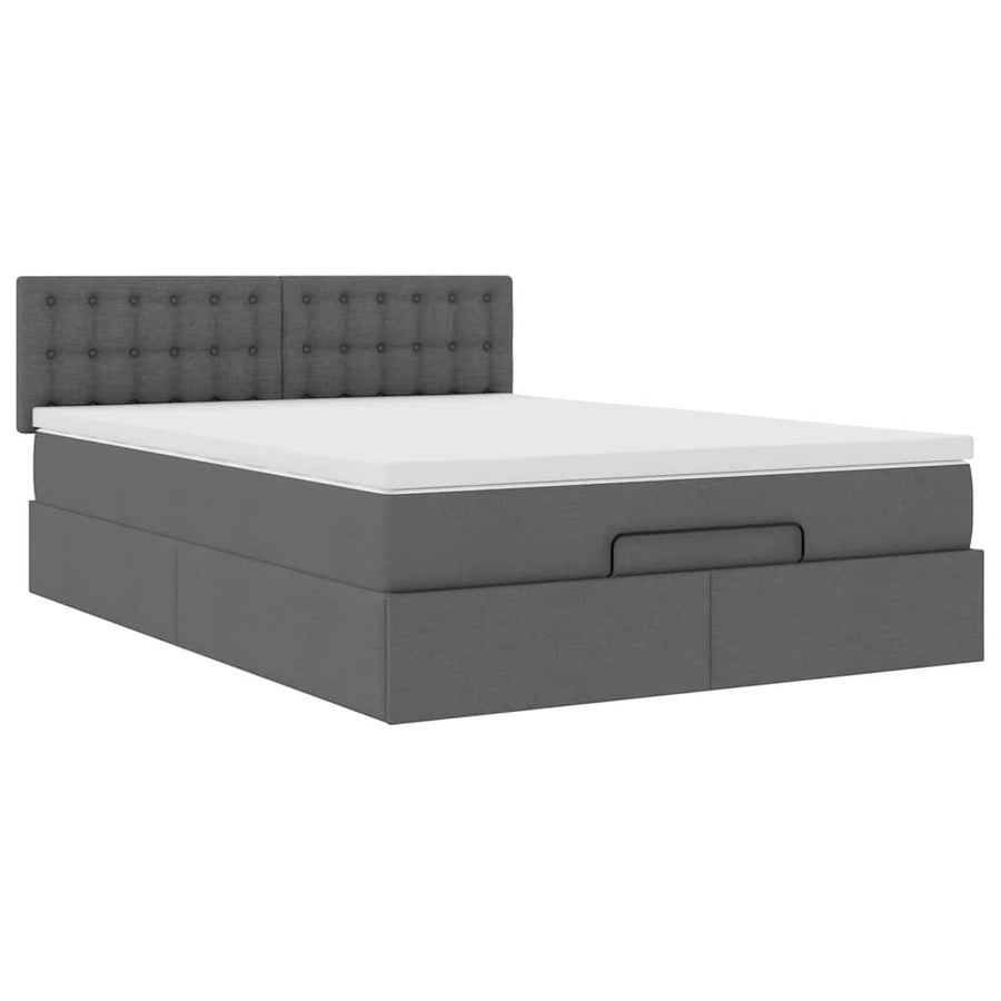 Ottoman bed met matras en LED's 140x200 cm stof donkergrijs