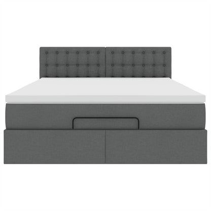 Ottoman bed met matras en LED's 140x200 cm stof donkergrijs