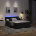 Bed pouffe with mattress and LEDs 140x200 cm fabric black