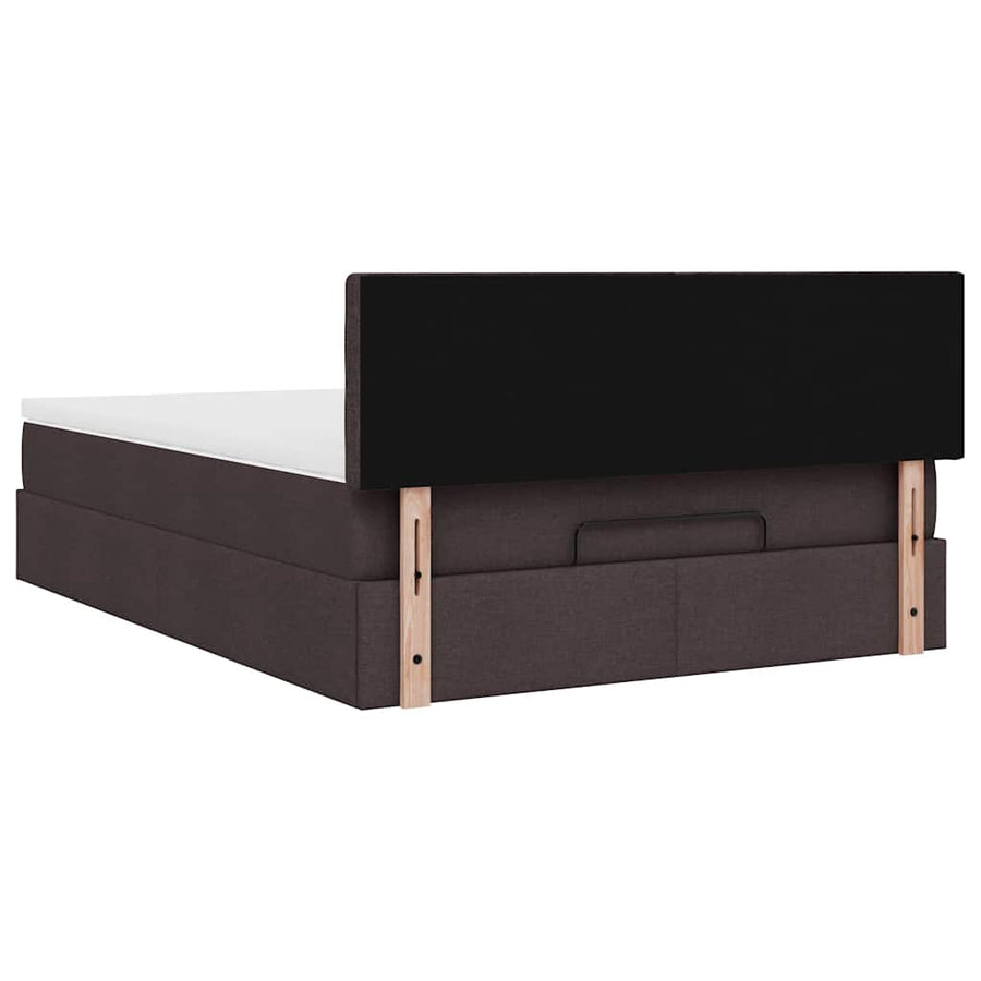 Ottoman bed met matras en LED's 140x200cm stof donkerbruin