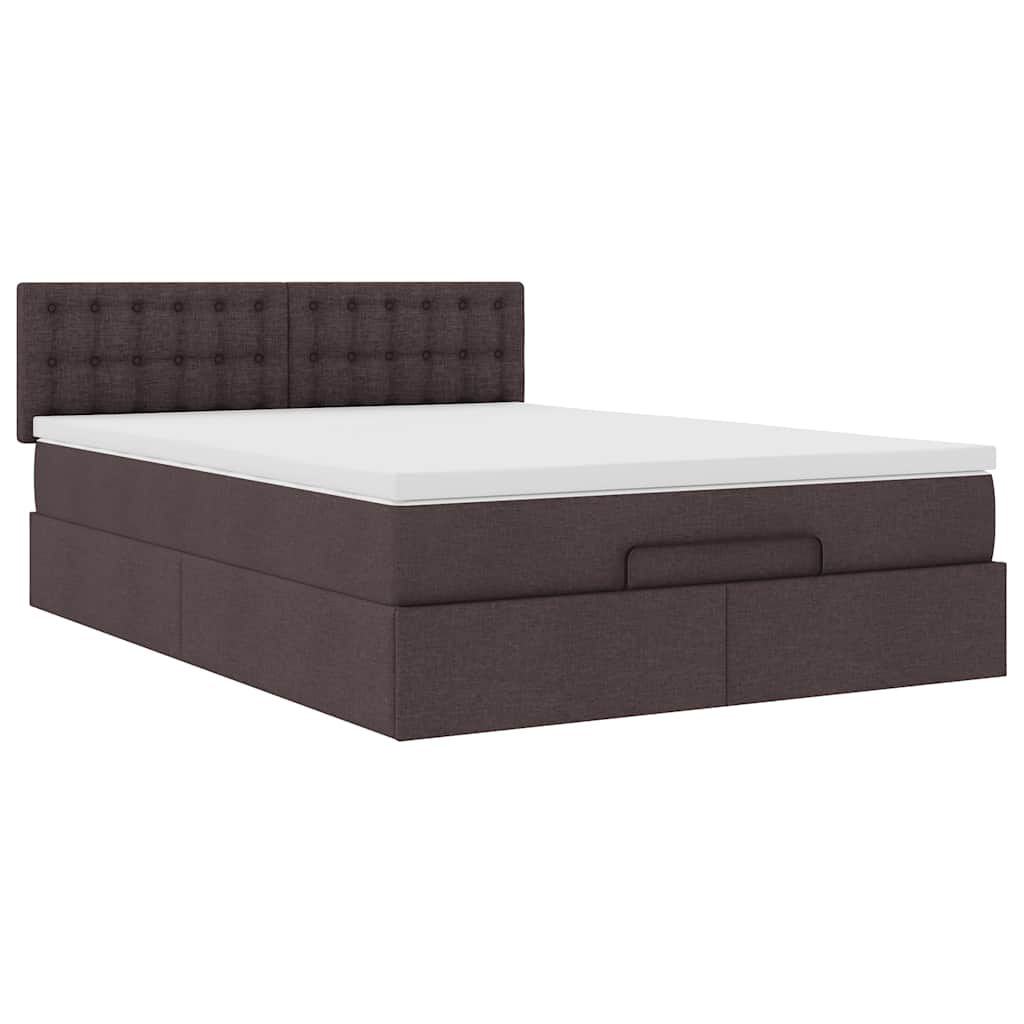 Ottoman bed met matras en LED's 140x200cm stof donkerbruin