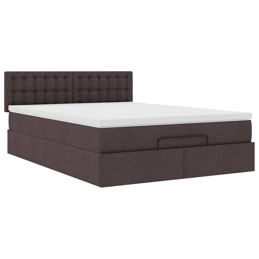 Ottoman bed met matras en LED's 140x200cm stof donkerbruin