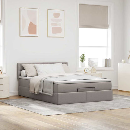 Ottoman bed met matras en LED's 140x200 cm stof taupe