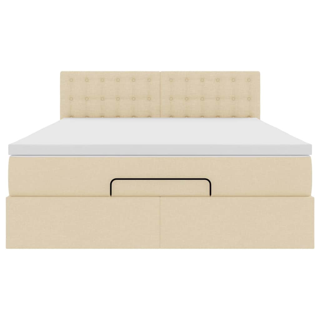 Ottoman bed met matras en LED's 140x200 cm stof crèmekleurig
