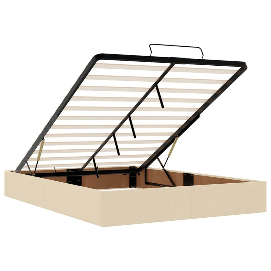 Ottoman bed met matras en LED's 140x200 cm stof crèmekleurig