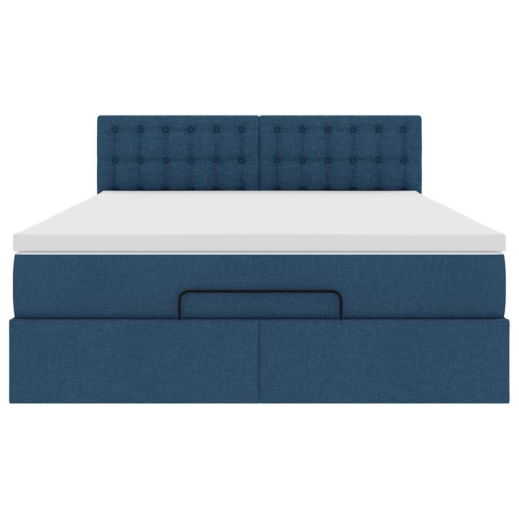 Ottoman bed met matras en LED's 140x200cm stof blauw