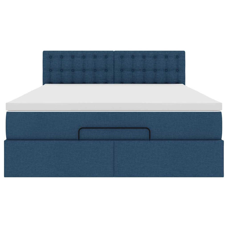 Ottoman bed met matras en LED's 140x200cm stof blauw