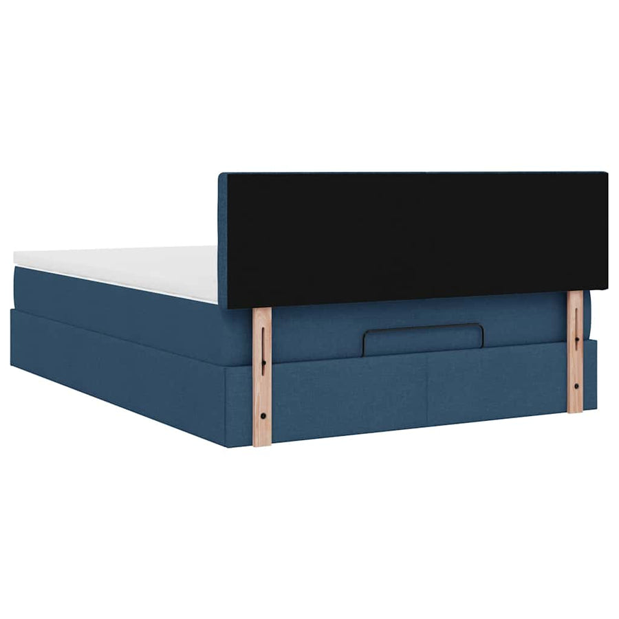 Ottoman bed met matras en LED's 140x200cm stof blauw