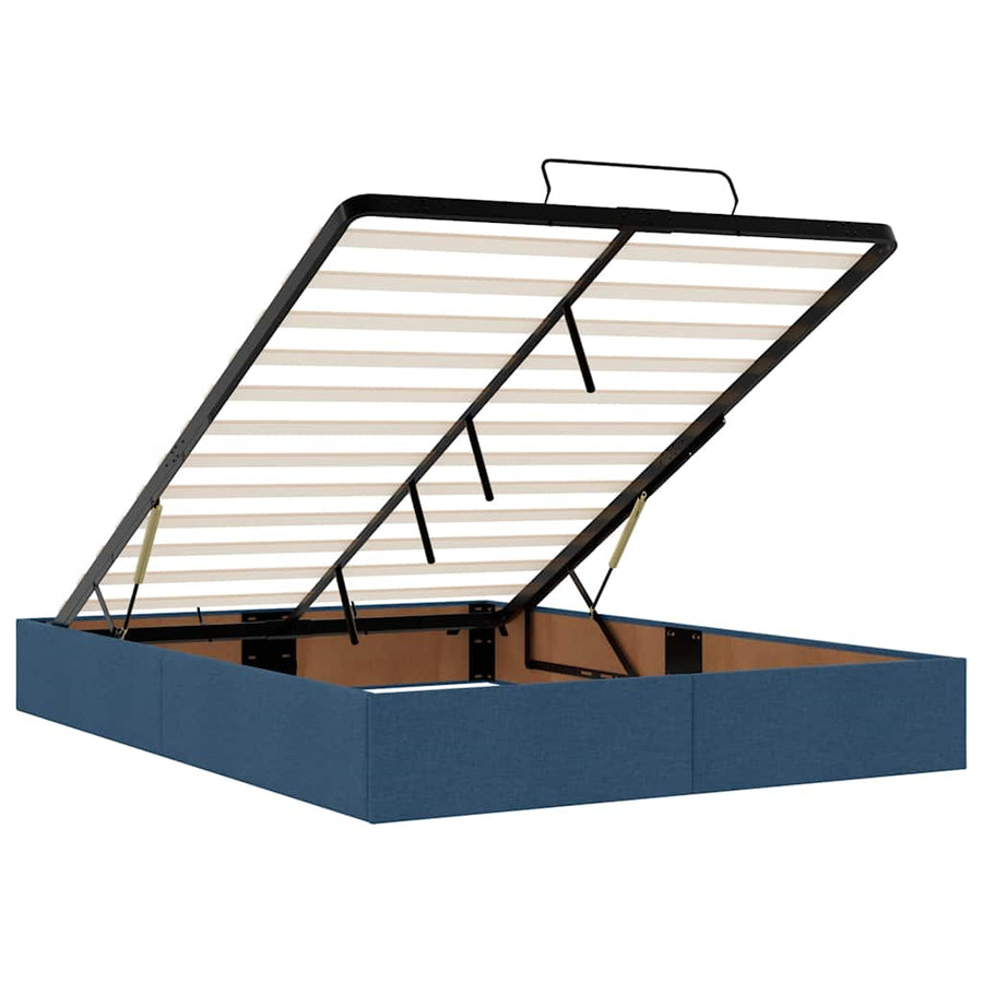 Ottoman bed met matras en LED's 140x200cm stof blauw