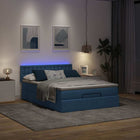 Bed 140x200cm stof blauw met matras en opbergruimte
