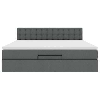 Ottoman bed met matras en LED's 160x200cm stof donkergrijs