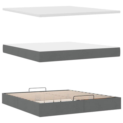 Ottoman bed met matras en LED's 160x200cm stof donkergrijs