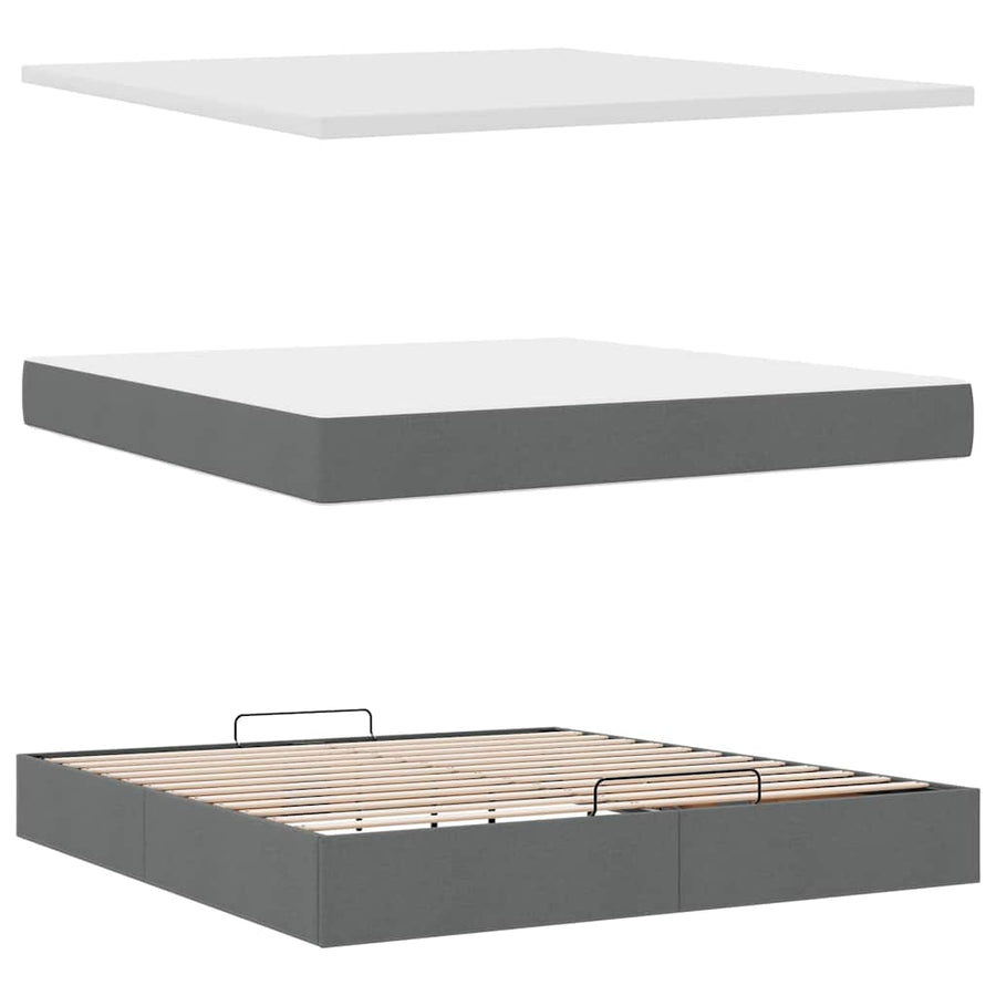 Ottoman bed met matras en LED's 160x200cm stof donkergrijs