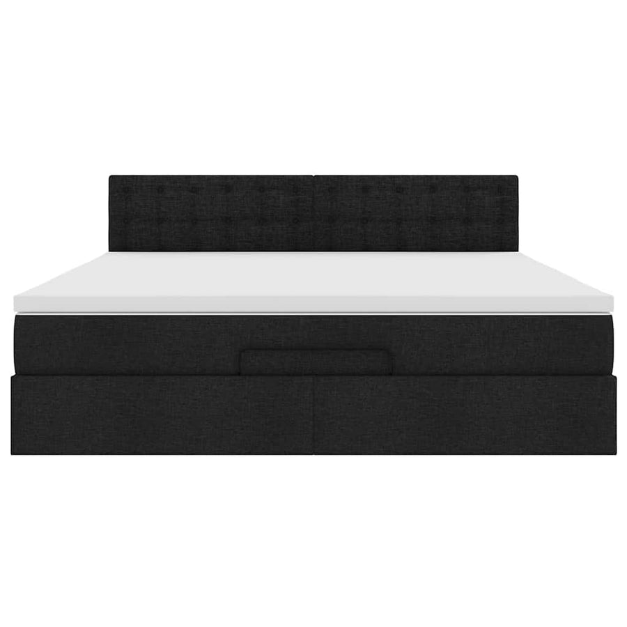 Ottoman bed met matras en LED's 160x200cm stof zwart