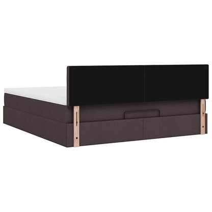 Ottoman bed met matras en LED's 160x200cm stof donkerbruin