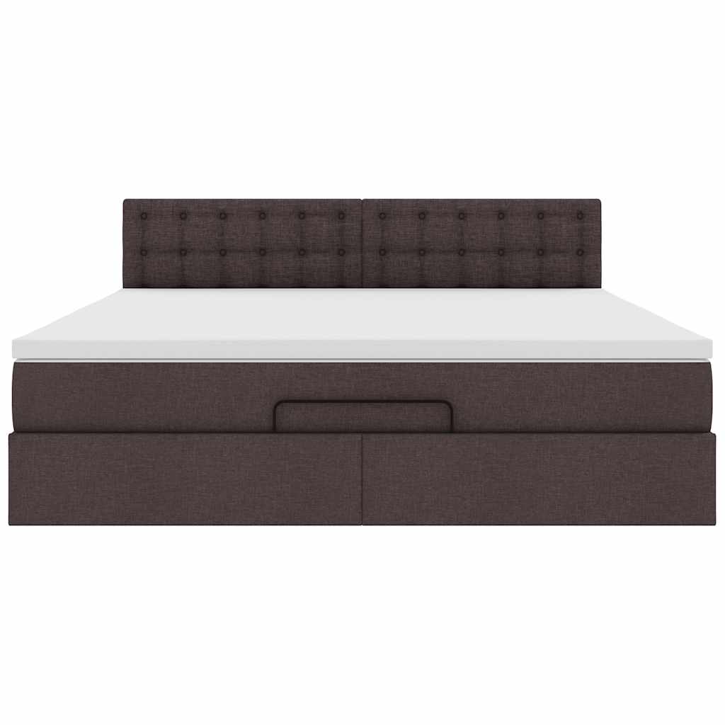 Ottoman bed met matras en LED's 160x200cm stof donkerbruin