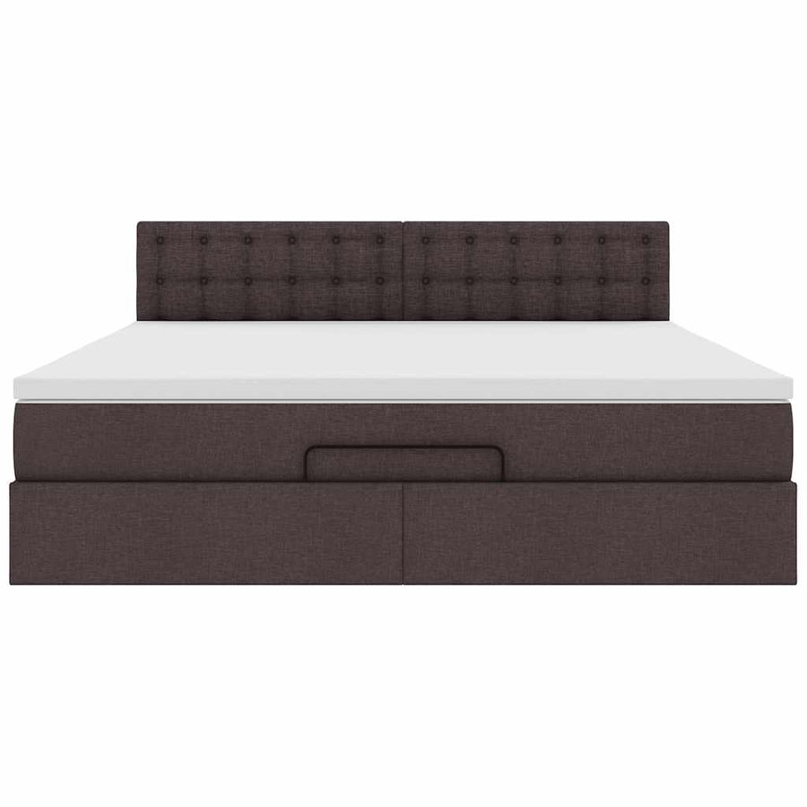 Ottoman bed met matras en LED's 160x200cm stof donkerbruin