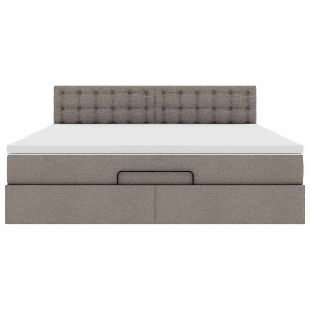 Ottoman bed met matras en LED's 160x200cm stof taupe