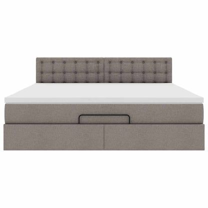 Ottoman bed met matras en LED's 160x200cm stof taupe