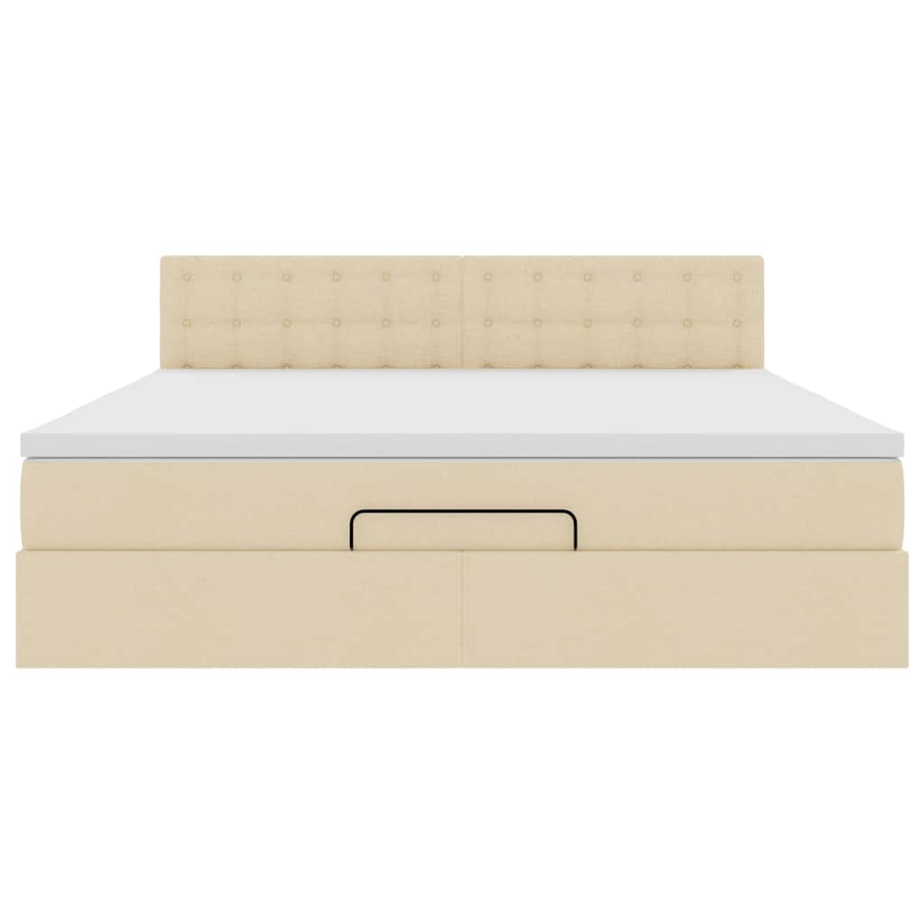 Ottoman bed met matras en LED's 160x200cm stof crèmekleurig