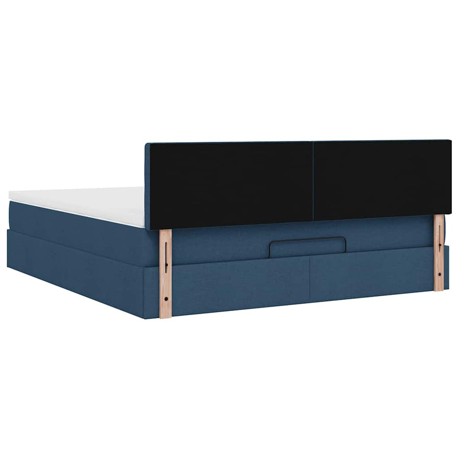 Ottoman bed met matras en LED's 160x200cm stof blauw