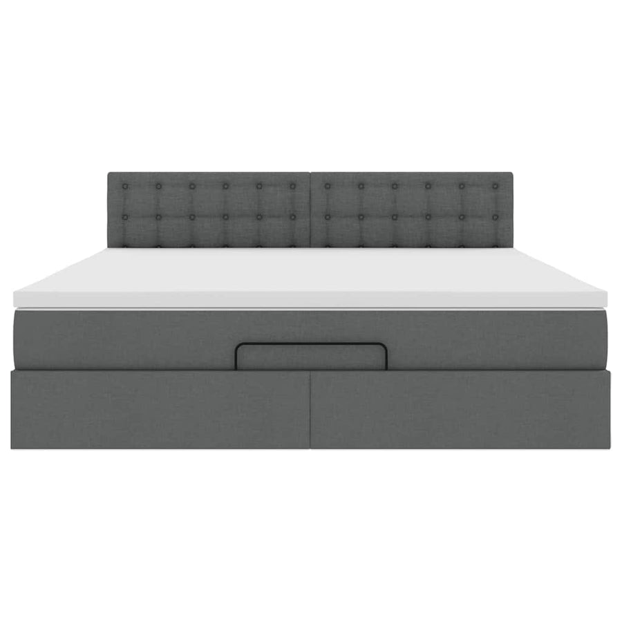 Ottoman bed met matras en LED's 180x200cm stof donkergrijs