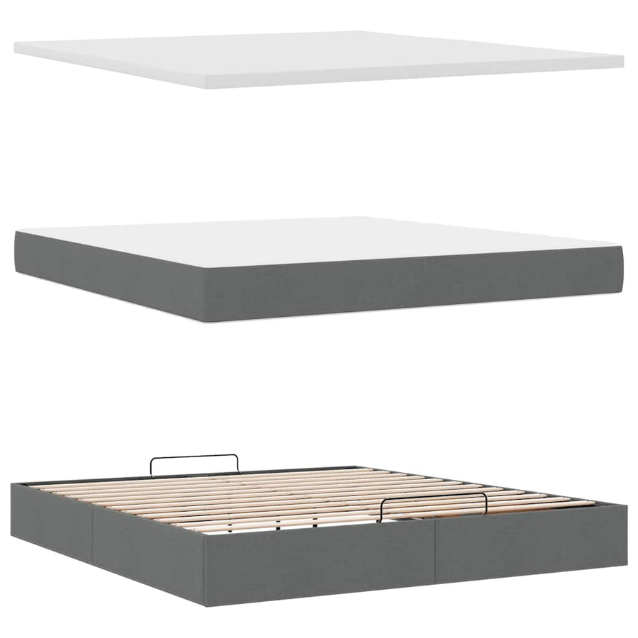 Ottoman bed met matras en LED's 180x200cm stof donkergrijs