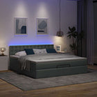 Bed pouf with mattress and LEDs 180x200 cm fabric dark grey