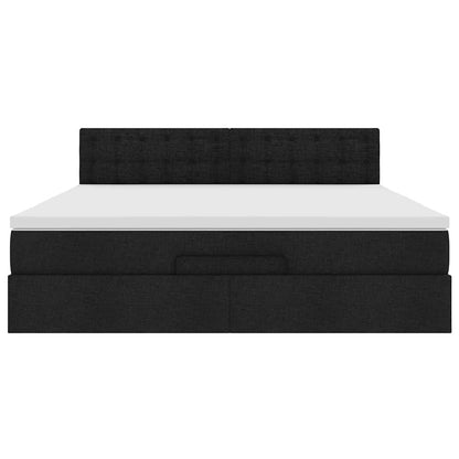Ottoman bed met matras en LED's 180x200cm stof zwart