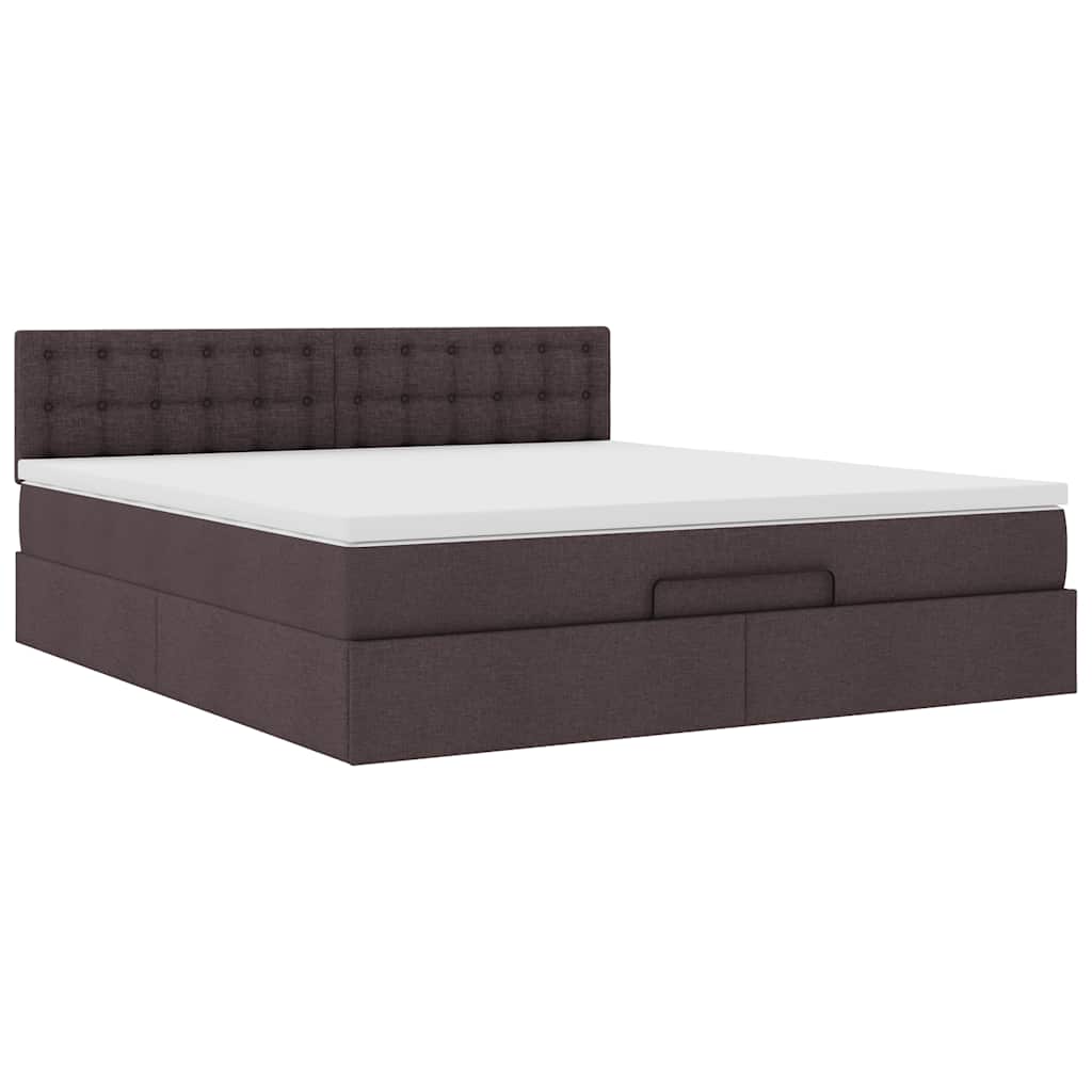 Ottoman bed met matras en LED's 180x200cm stof donkerbruin