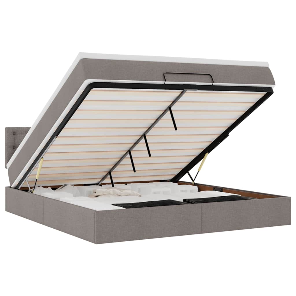 Bed poef met matras en LED's 180x200 cm stof taupe