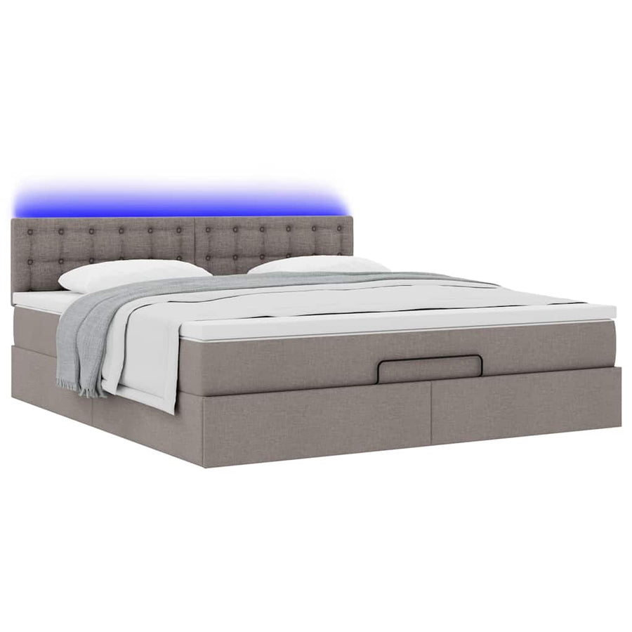 Bed poef met matras en LED's 180x200 cm stof taupe