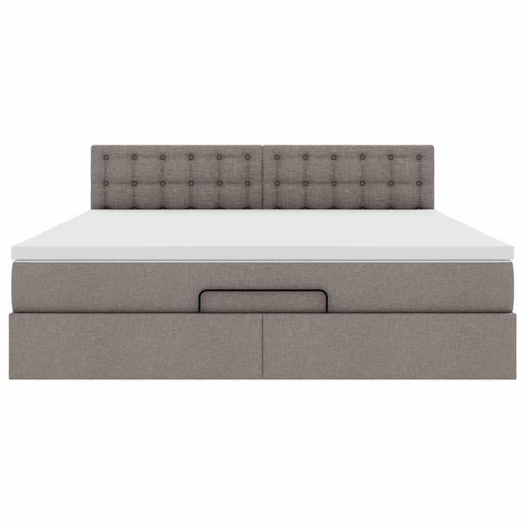 Bed poef met matras en LED's 180x200 cm stof taupe