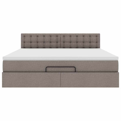 Bed poef met matras en LED's 180x200 cm stof taupe