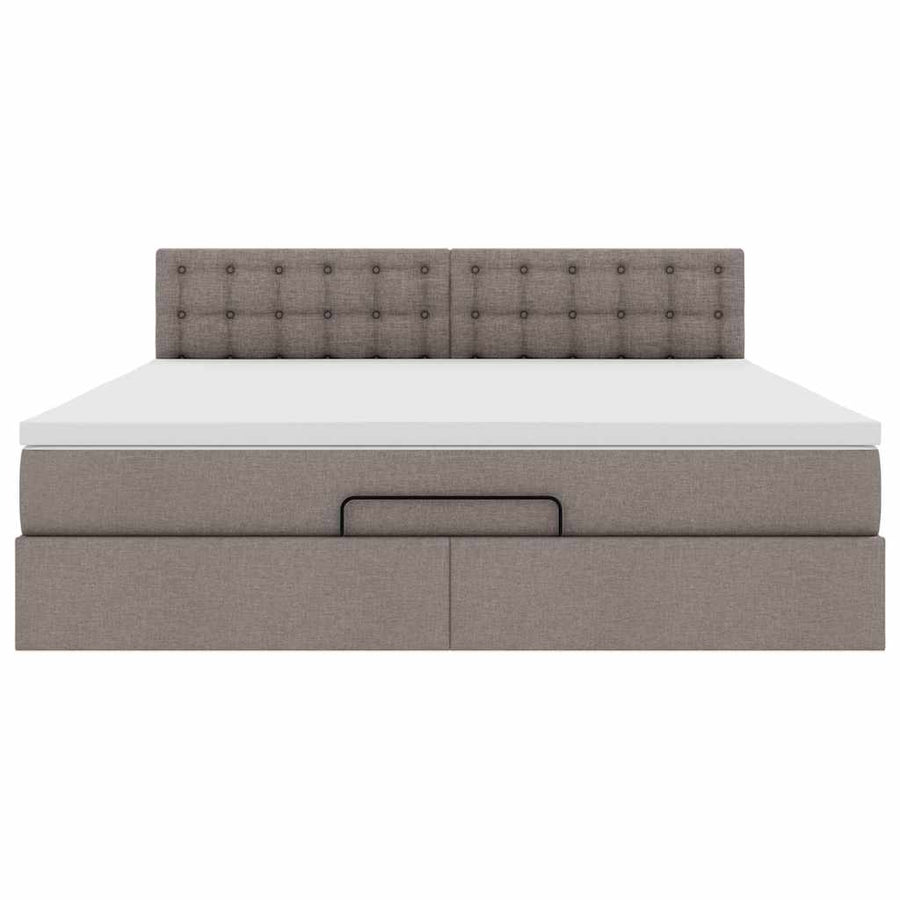 Bed poef met matras en LED's 180x200 cm stof taupe