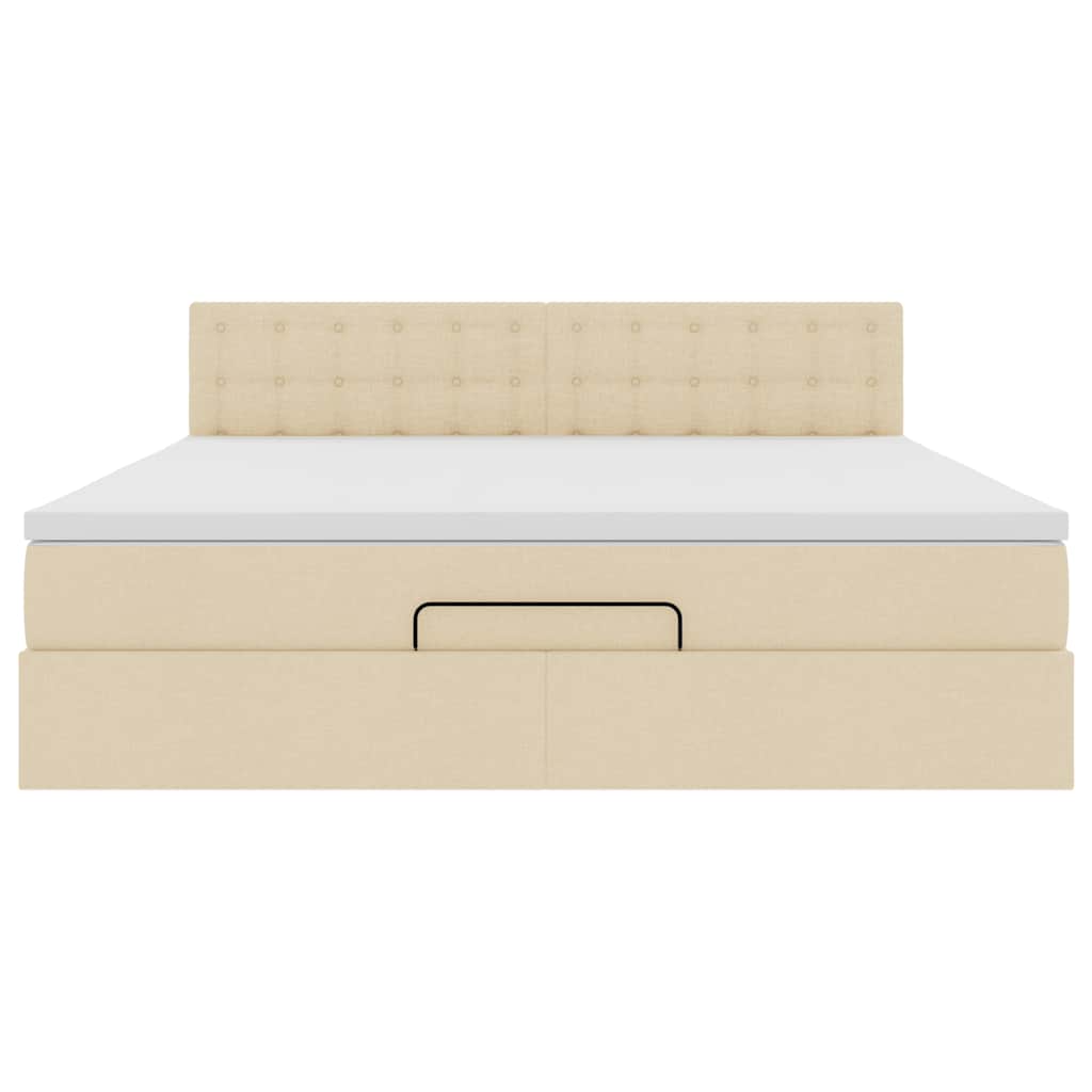 Ottoman bed met matras en LED's 180x200cm stof crèmekleurig