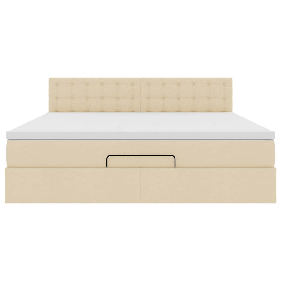 Ottoman bed met matras en LED's 180x200cm stof crèmekleurig
