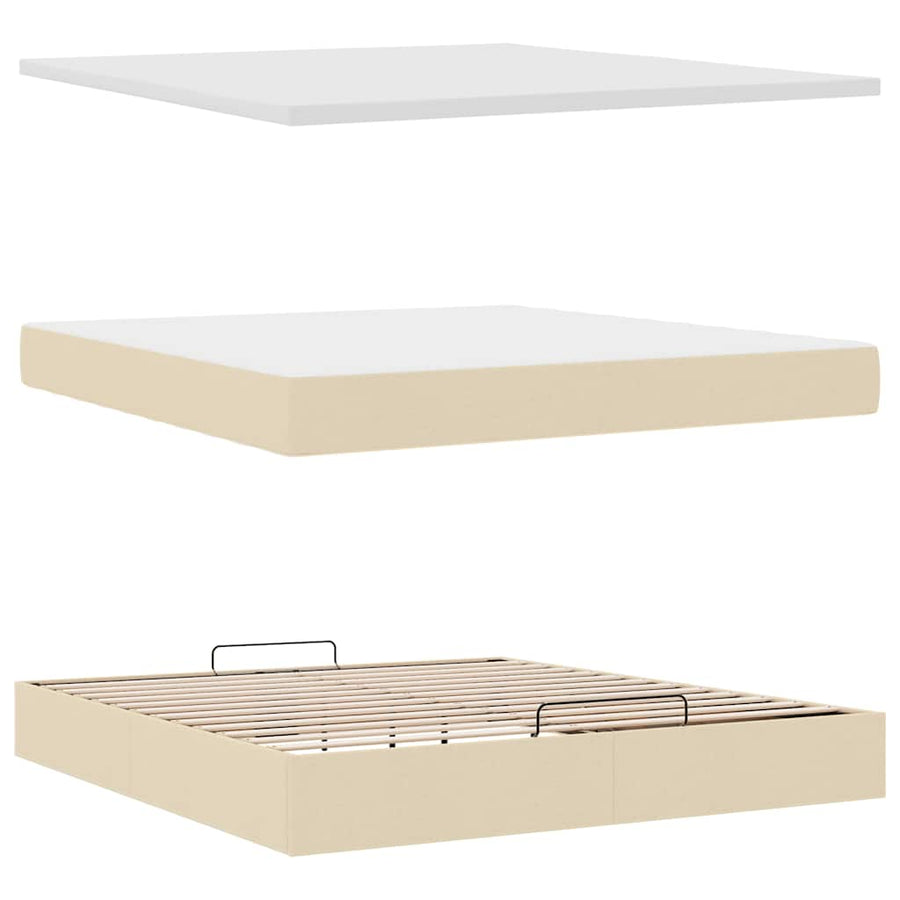 Ottoman bed met matras en LED's 180x200cm stof crèmekleurig