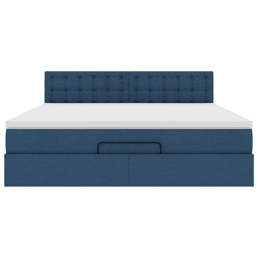 Ottoman bed met matras en LED's 180x200cm stof blauw