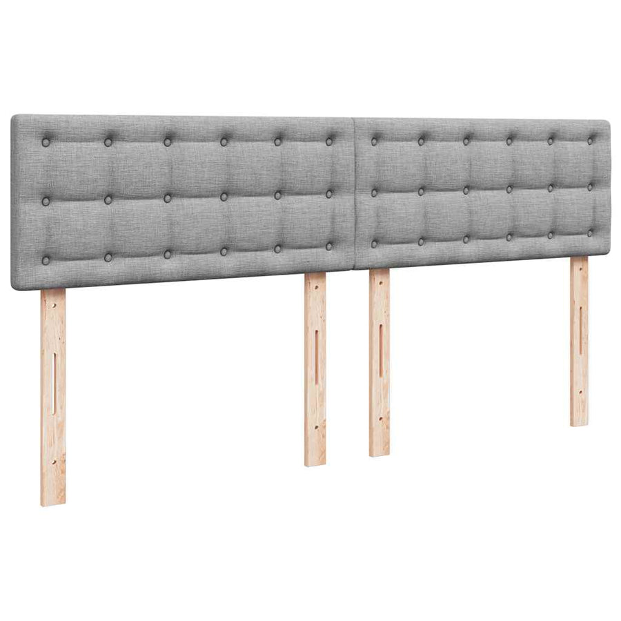 Ottoman bed met matrassen en LED's 200x200cm stof lichtgrijs
