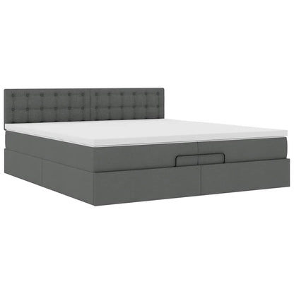 Ottoman bed met matrassen en LED's 200x200cm stof donkergrijs