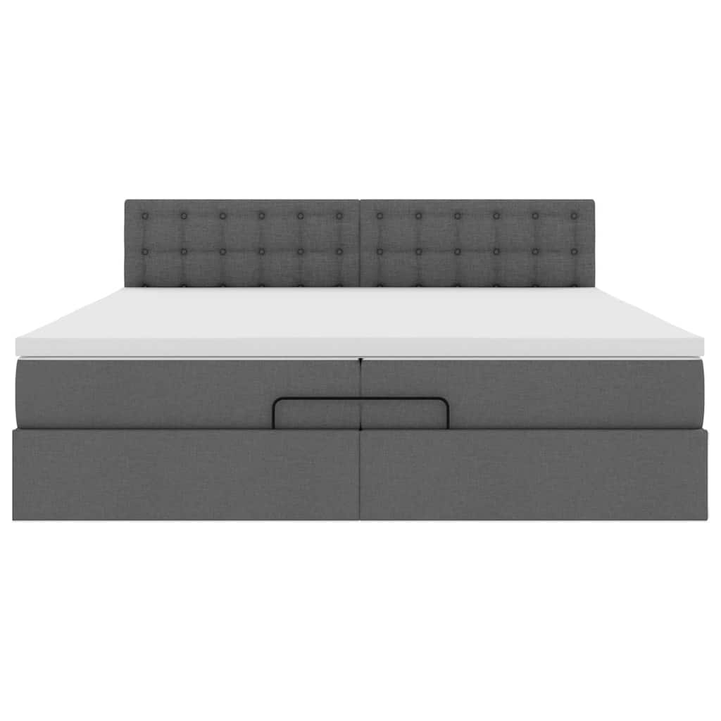 Ottoman bed met matrassen en LED's 200x200cm stof donkergrijs