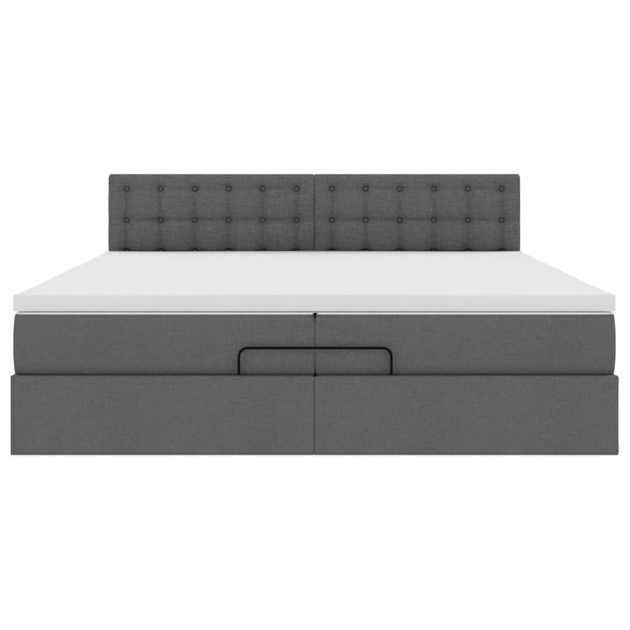 Ottoman bed met matrassen en LED's 200x200cm stof donkergrijs