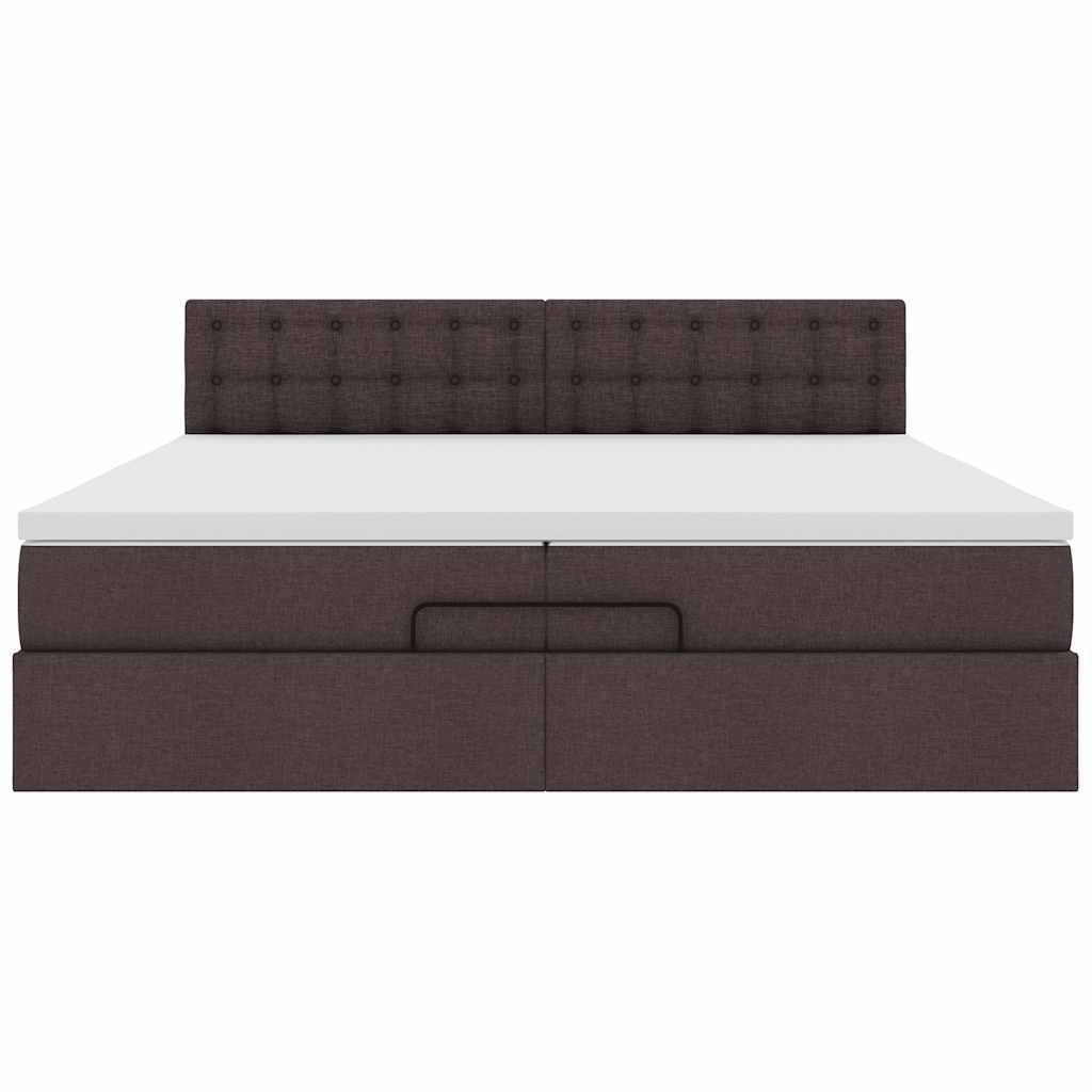 Ottoman bed met matrassen en LED's 200x200cm stof donkerbruin